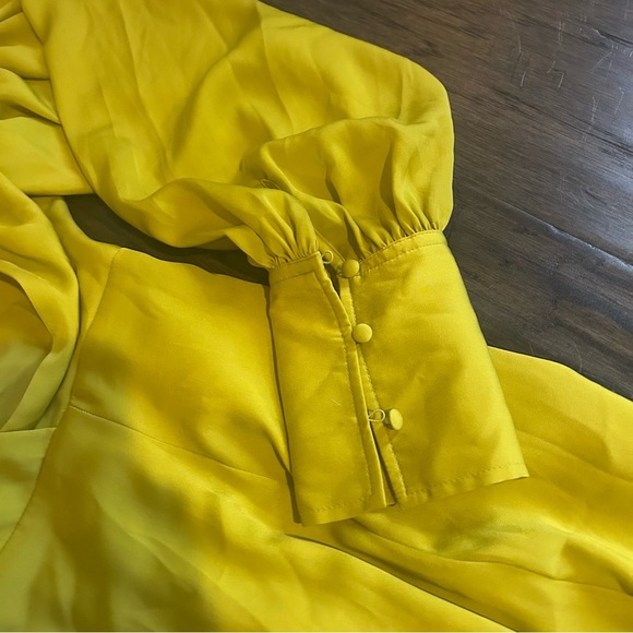 Banana Republic Yellow Satin Dress Size 6 Wedding Guest Look - Picture 4 of 8